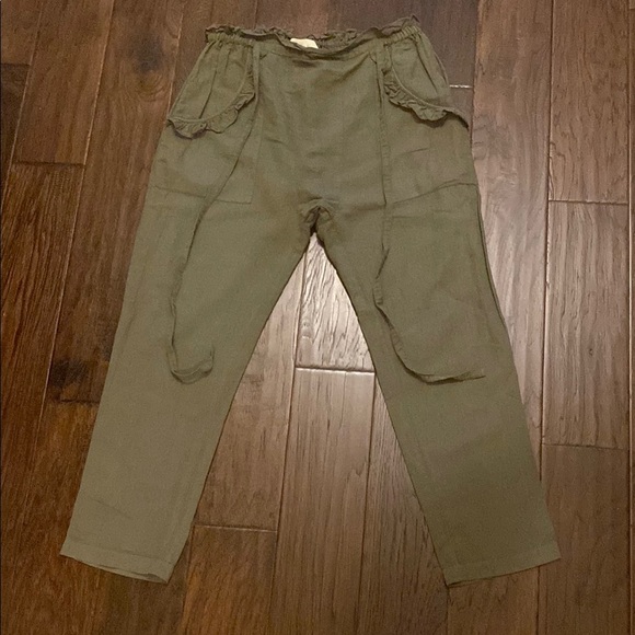 THE GREAT. Green Cargo Pants Relaxed Fit Elastic & Tie Waist Size S - Picture 3 of 6